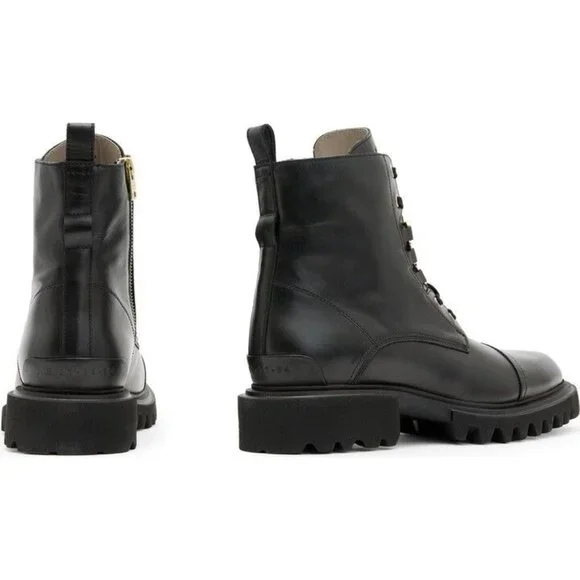 🆕 ALL SAINTS Lydia Ankle Moto Combat Boot 8 Black - Picture 5 of 14